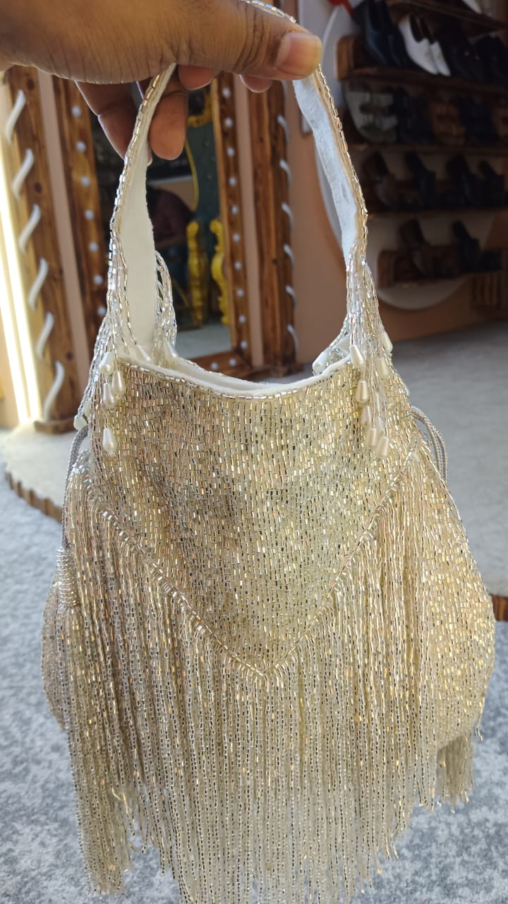 Chasmum (Handcrafted Bag Dabka Work ,Pearl Work ,Zig Zag Line.